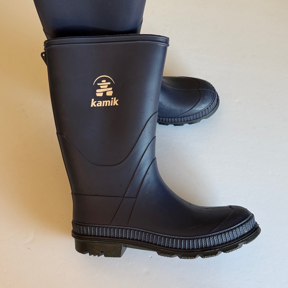 Kamik rain boots kids size 4 navy blue VGUC - Picture 2 of 6